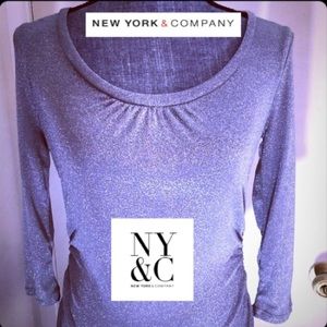 💟Shimmer 3/4 Sleeve Silver/Gray Scoop Neck Top
